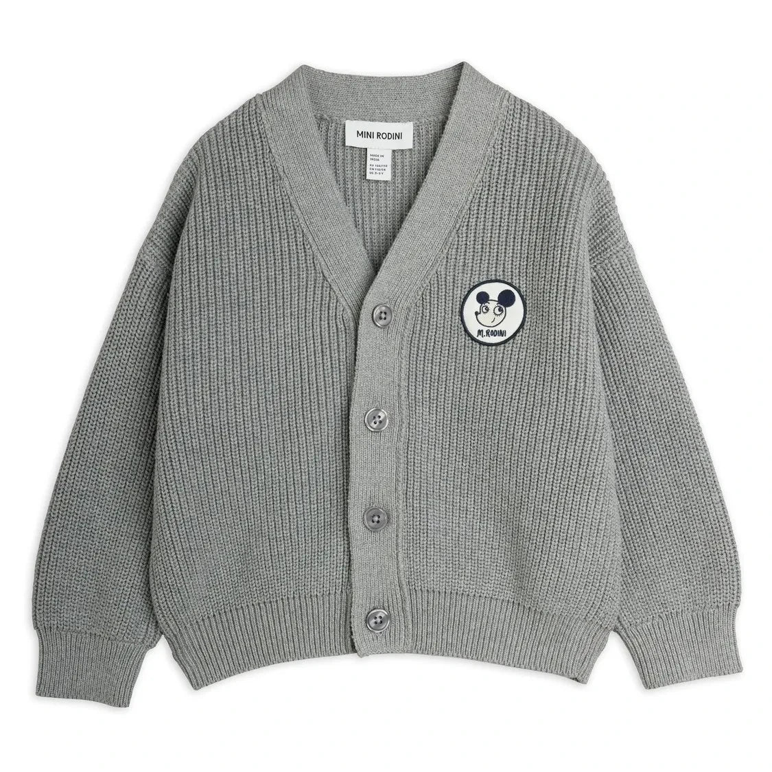 Mini Rodini - Organic Cotton Cardigan | Heather Grey
