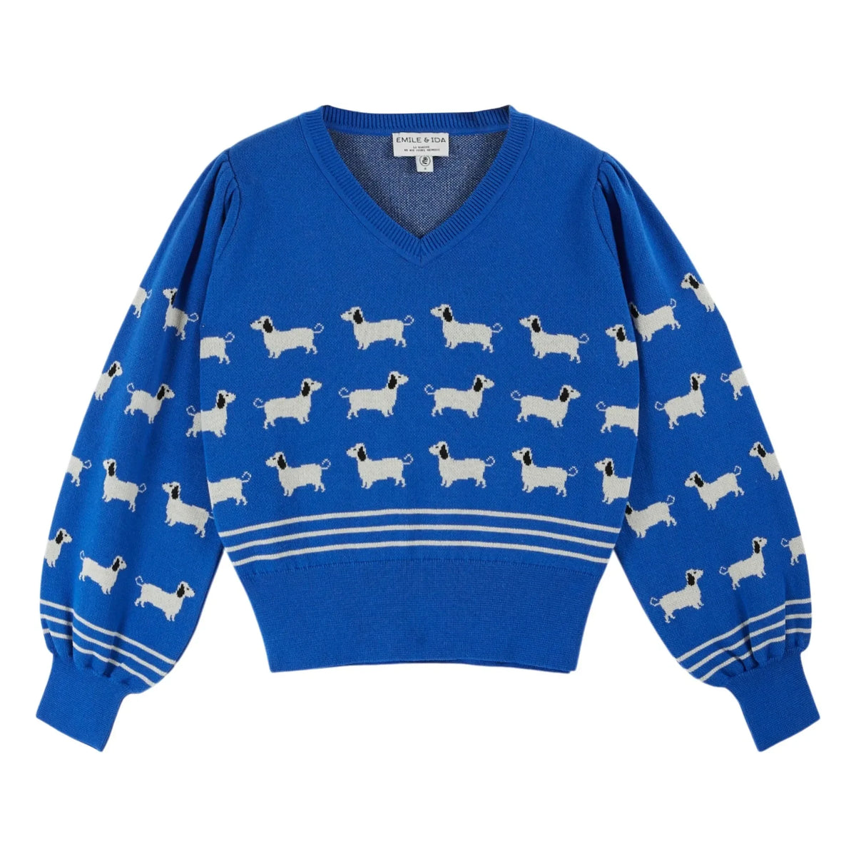 Emile et Ida - Cali Dog Organic Cotton Sweater | Royal Blue