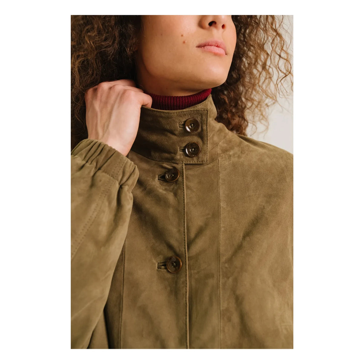 Sacrécoeur - Lise Leather Jacket | Khaki