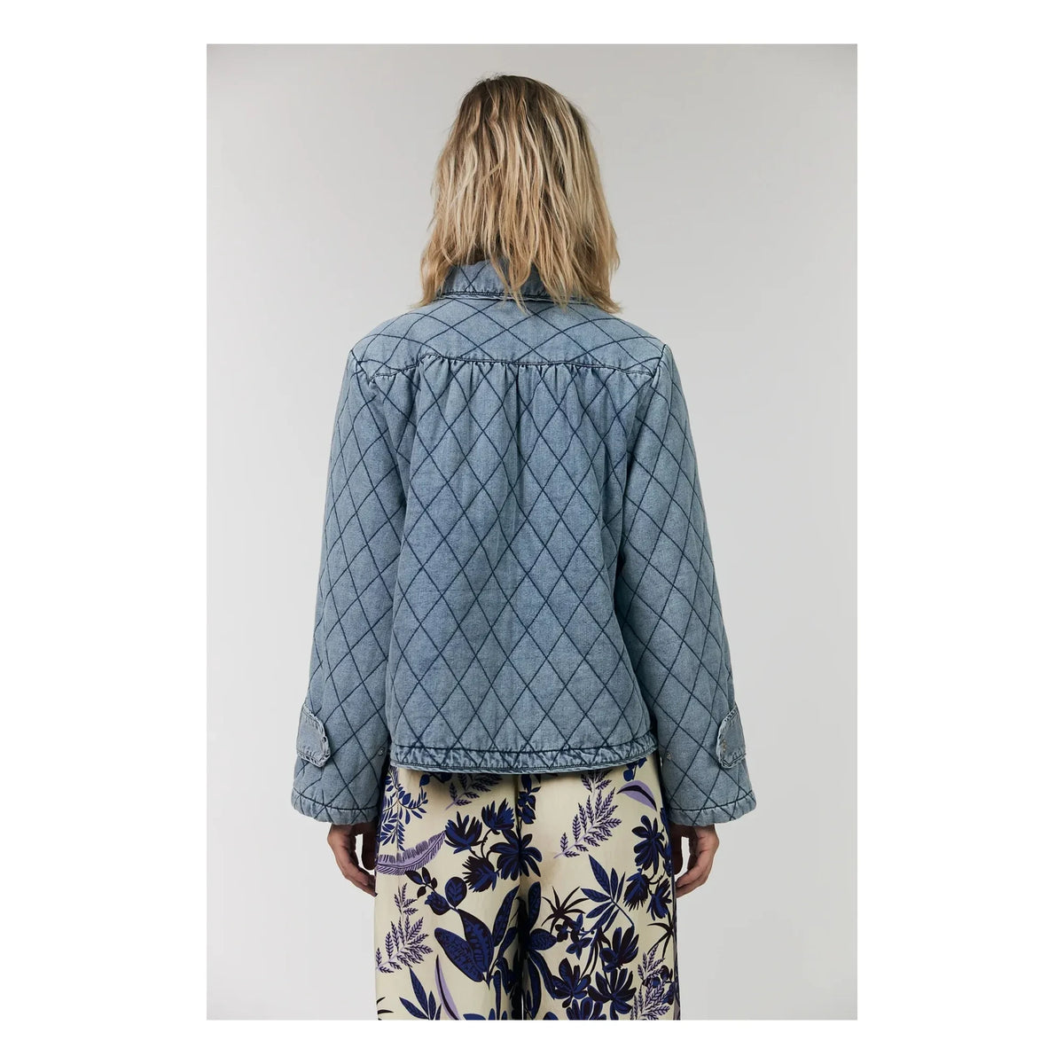 Lollys Laundry - Viola Quilted Cotton Jacket | Denim Blue