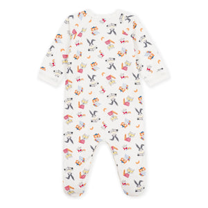 Petit Bateau - Dors Bien Animaux organic cotton fleece pajamas | White