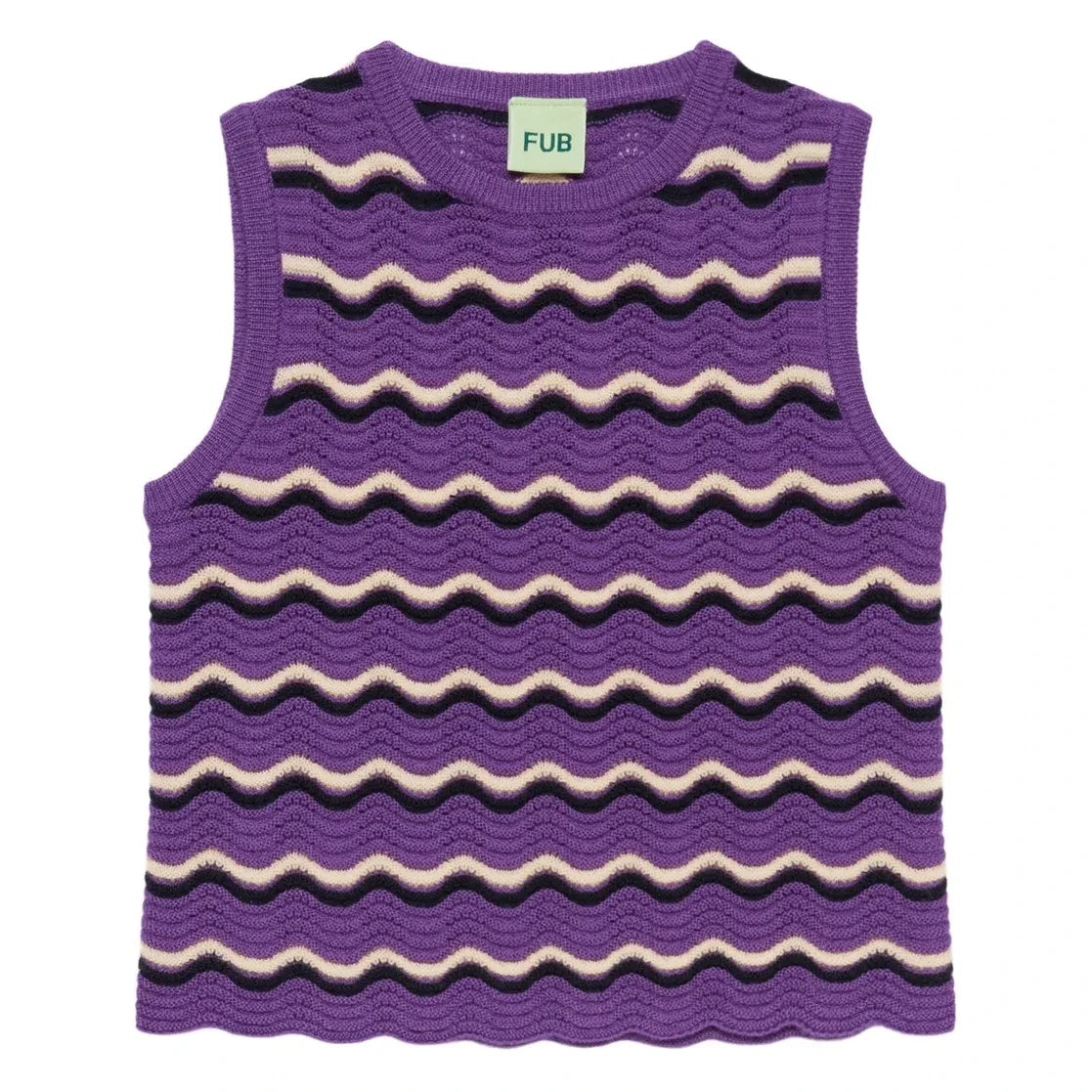 FUB - Wave Patterned Merino Wool Pointelle Top | Purple