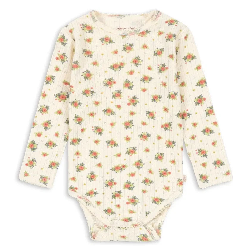 Konges Sløjd - Minnie Flower Pattern Pointelle Body, Organic Cotton | Ecru