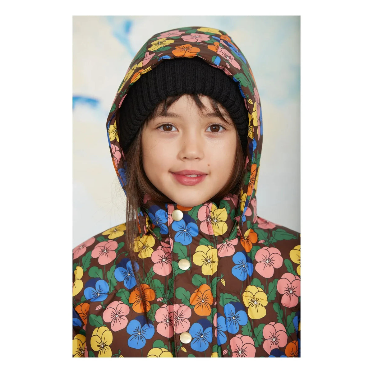 Mini Rodini - Floral Print Recycled-Fiber Puffer Jacket | Black