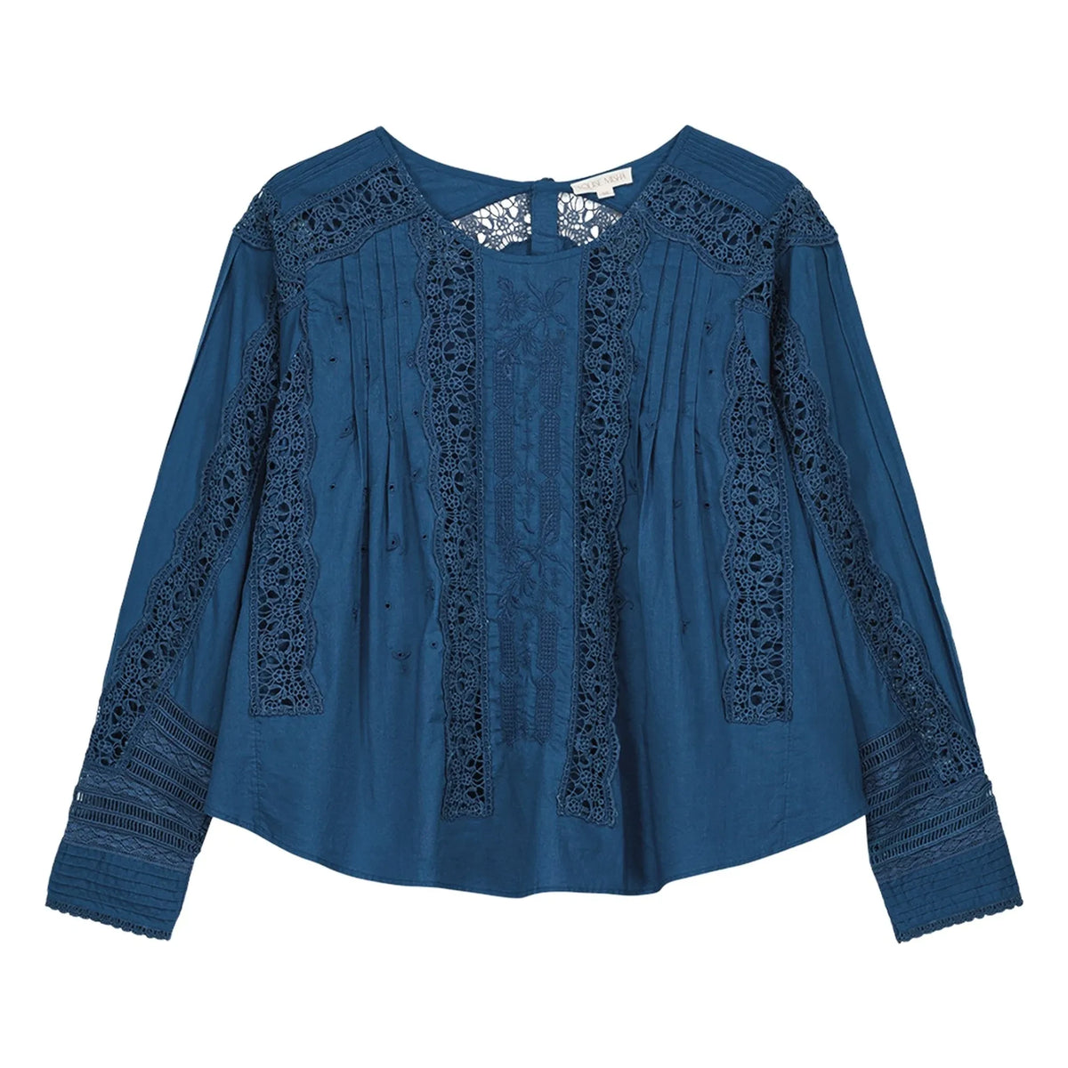 Louise Misha - Women's Collection | Blue Organic Cotton Voile Jeannine Blouse