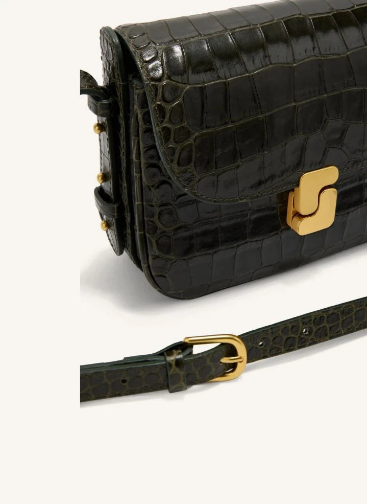 Soeur - Bellissima Mini Croco Leather Bag | Olive green