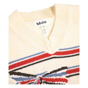 Molo - Gwenda Striped Knot Wool Sweater | White