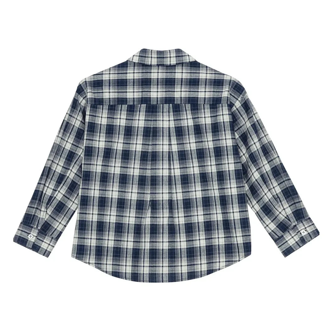 brunobruno nation - Virgil Checkered Organic Cotton Shirt | Navy