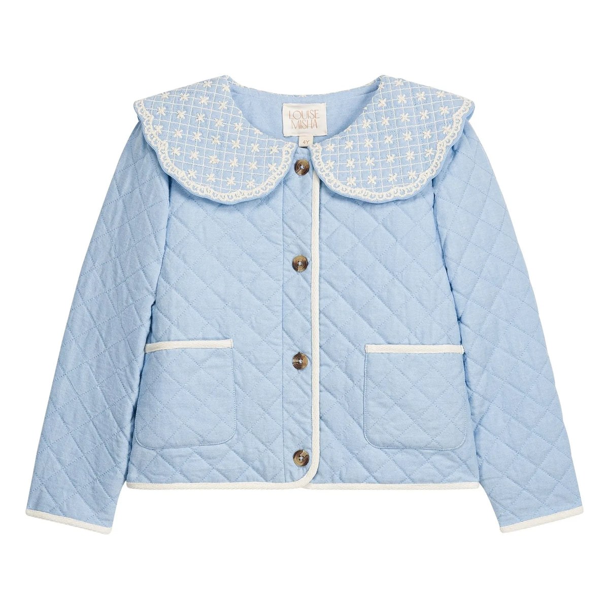 Louise Misha - Augustina Organic Cotton Quilted Jacket | Blue
