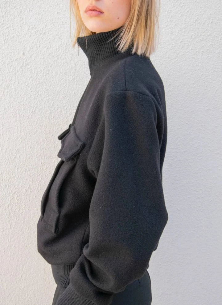 THEAVANT - Recycled Wool Baseball Jacket | Black