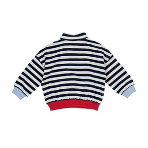 Goldie + Ace - Striped Zip Sweatshirt - Smallable Exclusive | Navy
