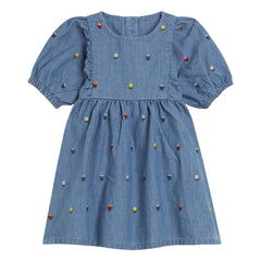 Stella McCartney Kids - Floral Patterned Chambray Dress | Blue