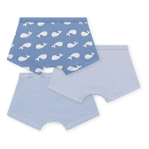 Petit Bateau - 3-Piece Organic Cotton Whale Pattern Boxer Set | Blue