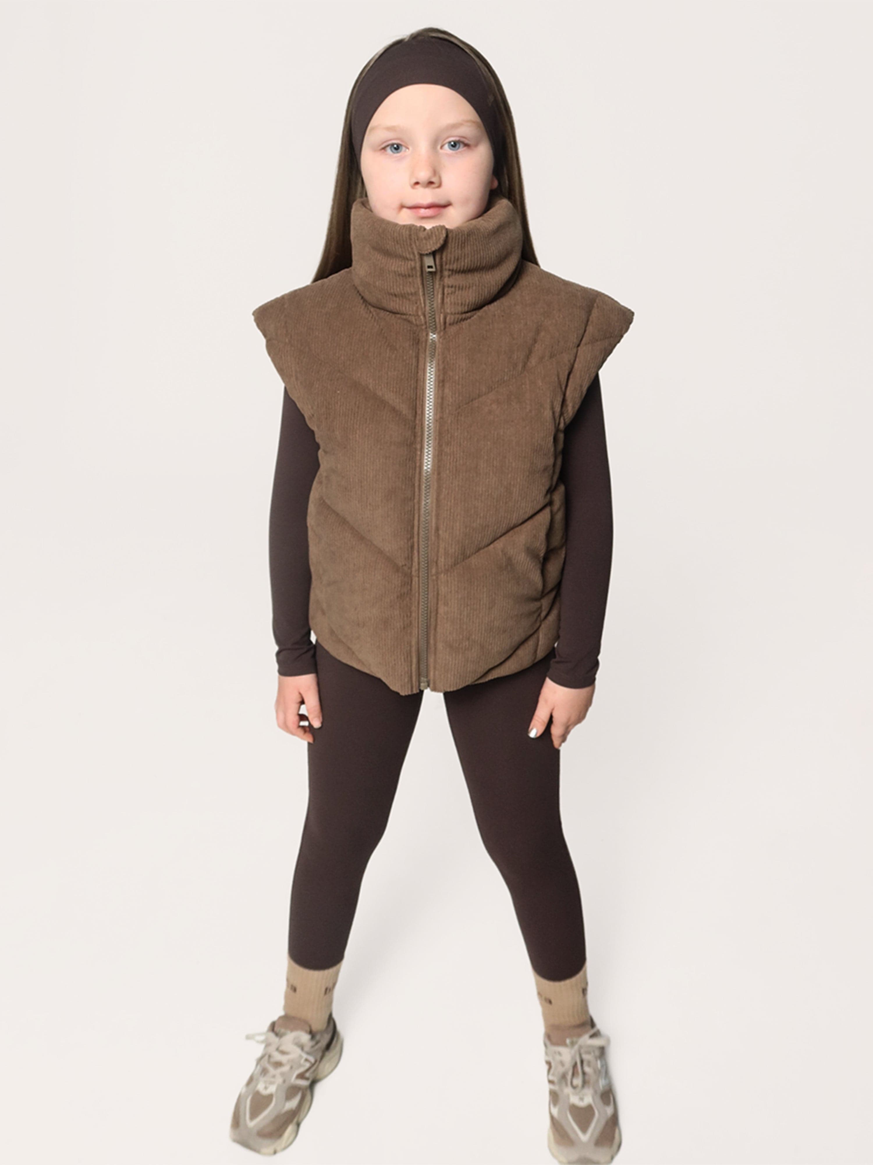Blanca Sport Girls Padded Velour Gilet in Brown