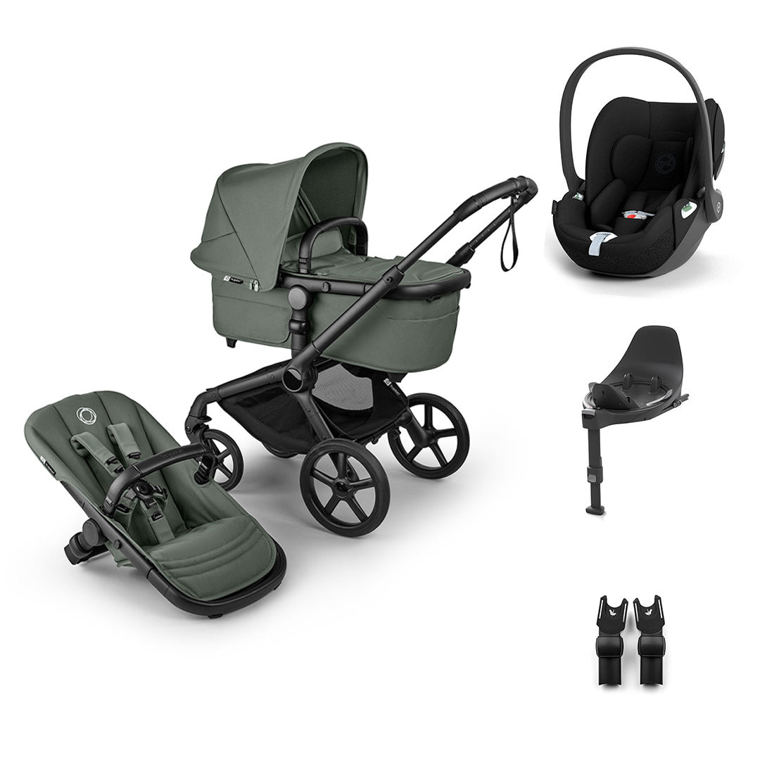Bugaboo Fox 5 Renew + Cloud T Travel System-Travel Systems-Forest Green-With Base | Natural Baby Shower