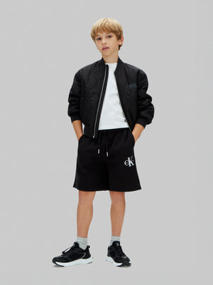 Calvin Klein Kids Monogram Relaxed Shorts in Black
