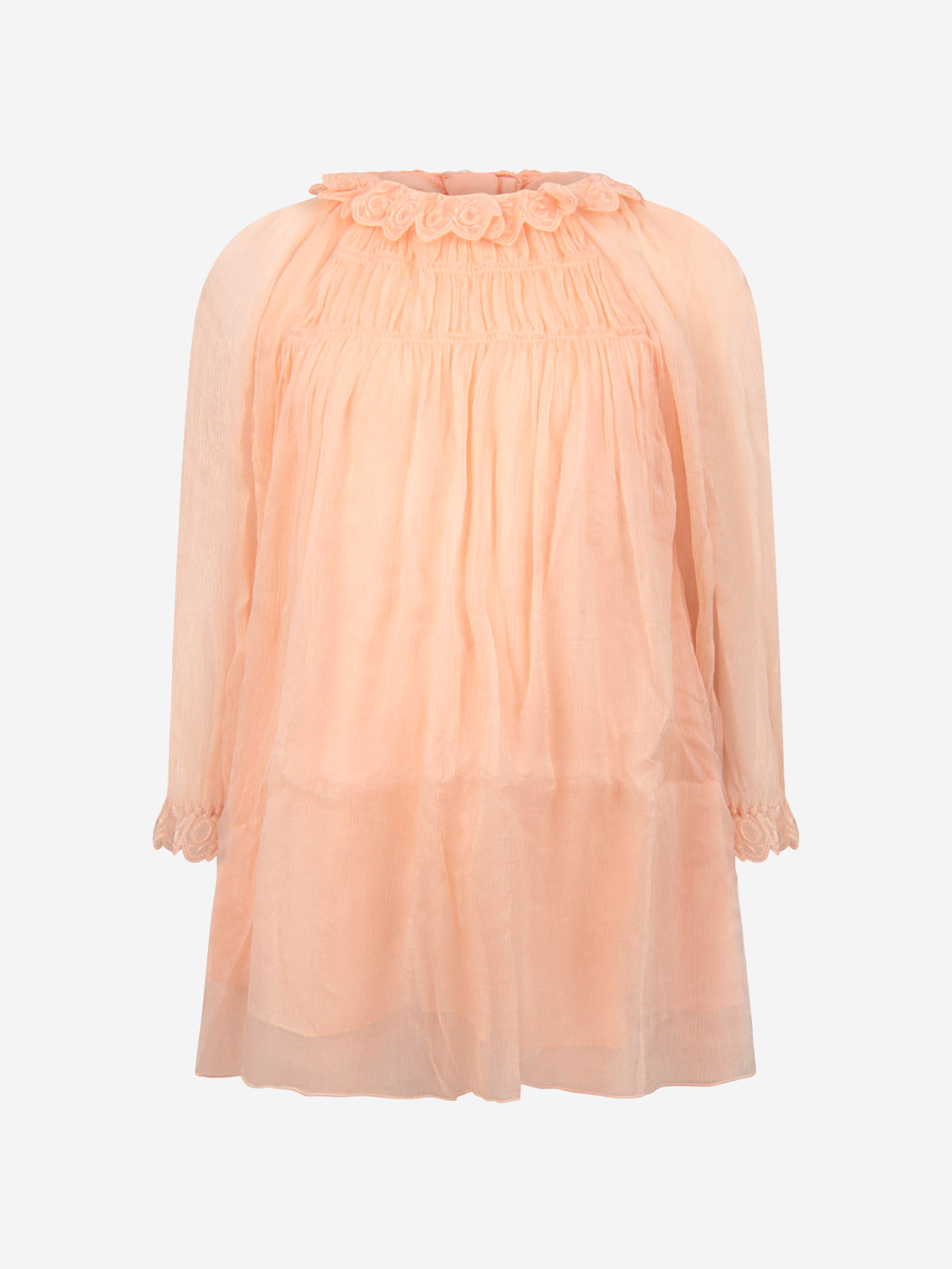 Chloé Chloe Girls Light Pink Silk Dress