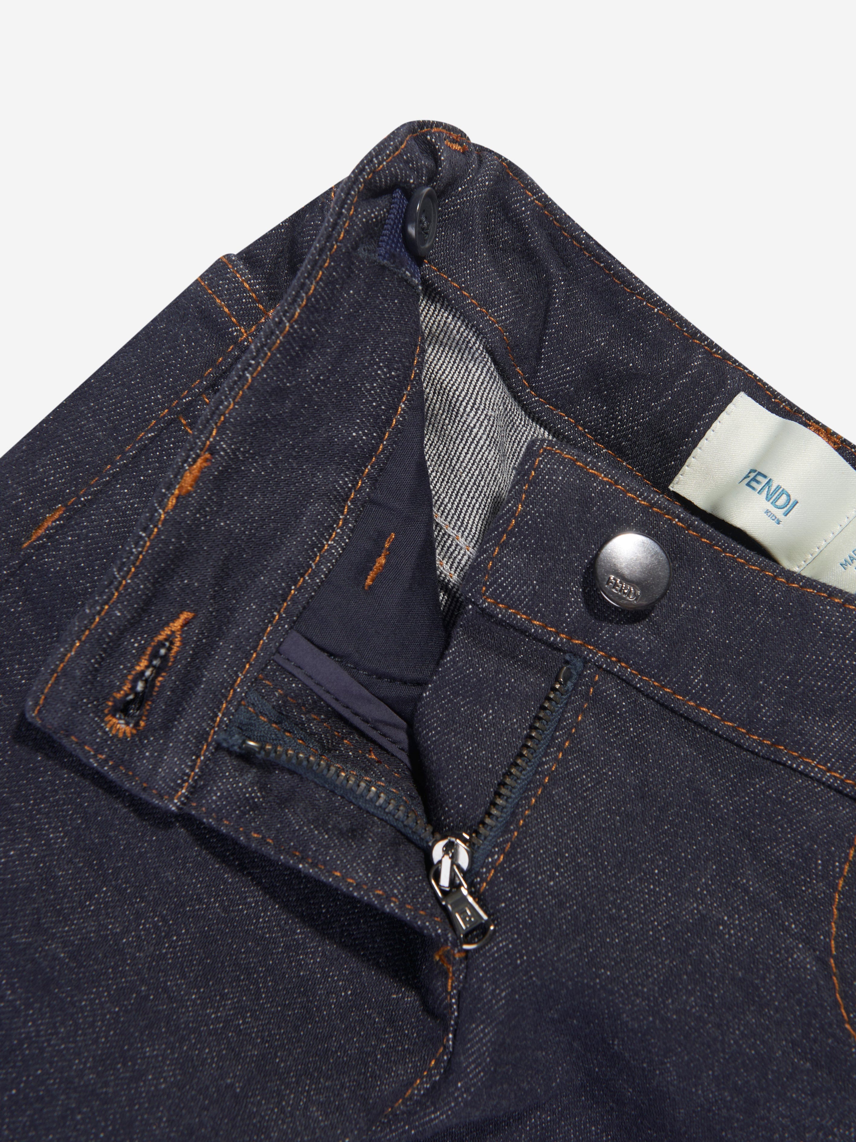 Fendi Girls Slim Fit Jeans in Navy