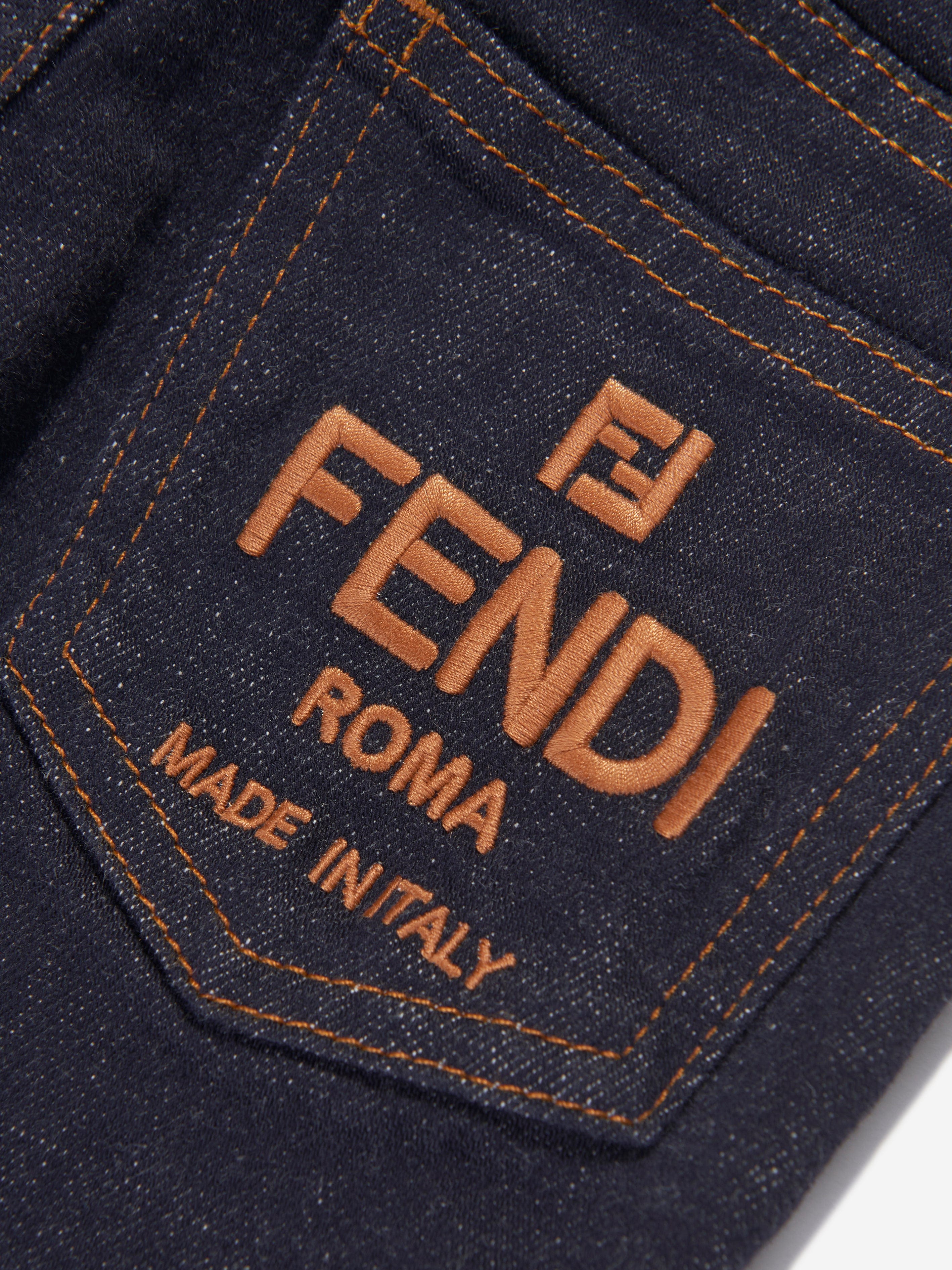 Fendi Girls Slim Fit Jeans in Navy