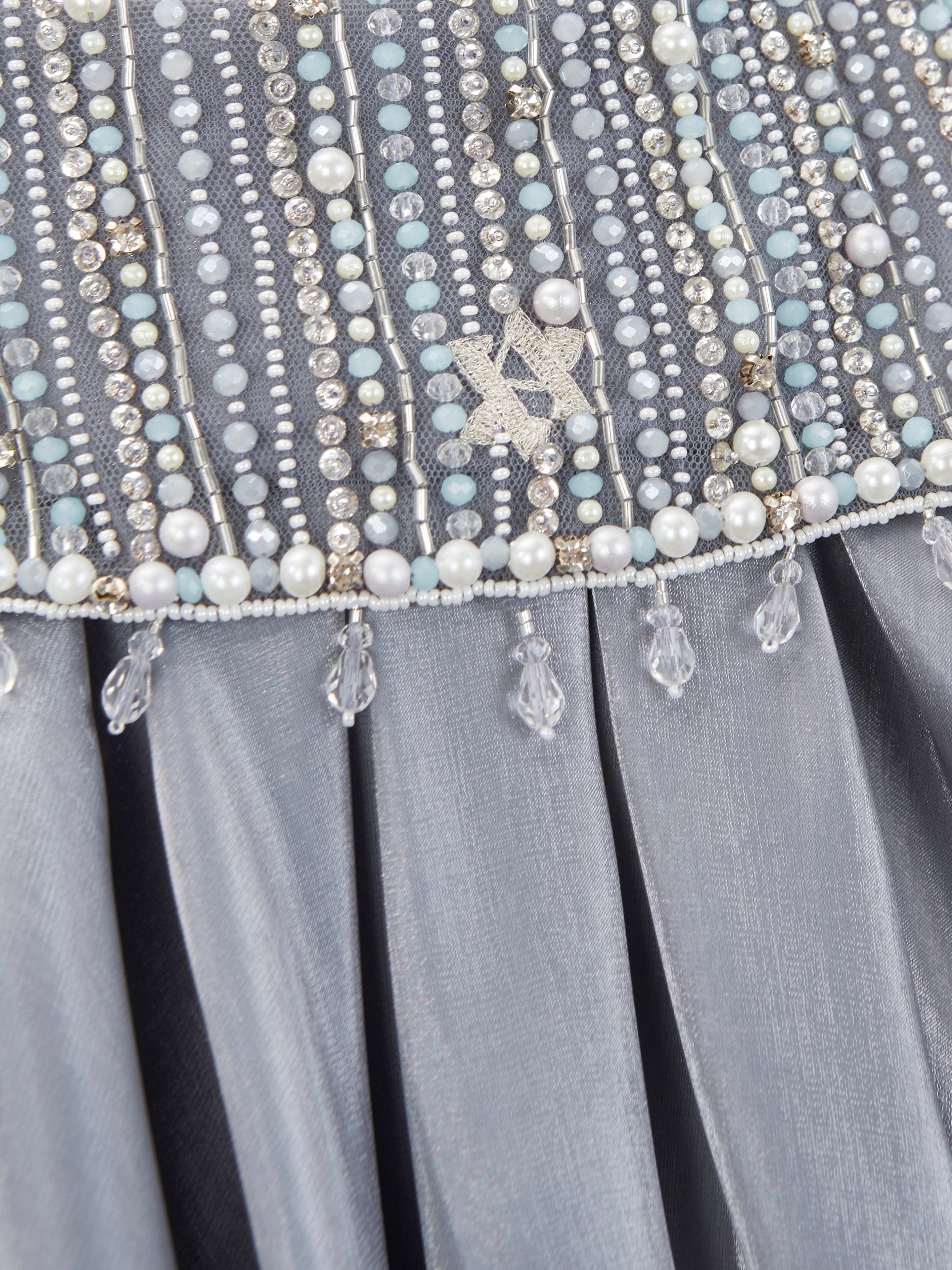 Maison Ava Girls Lumi Icy Occasion Dress in Grey