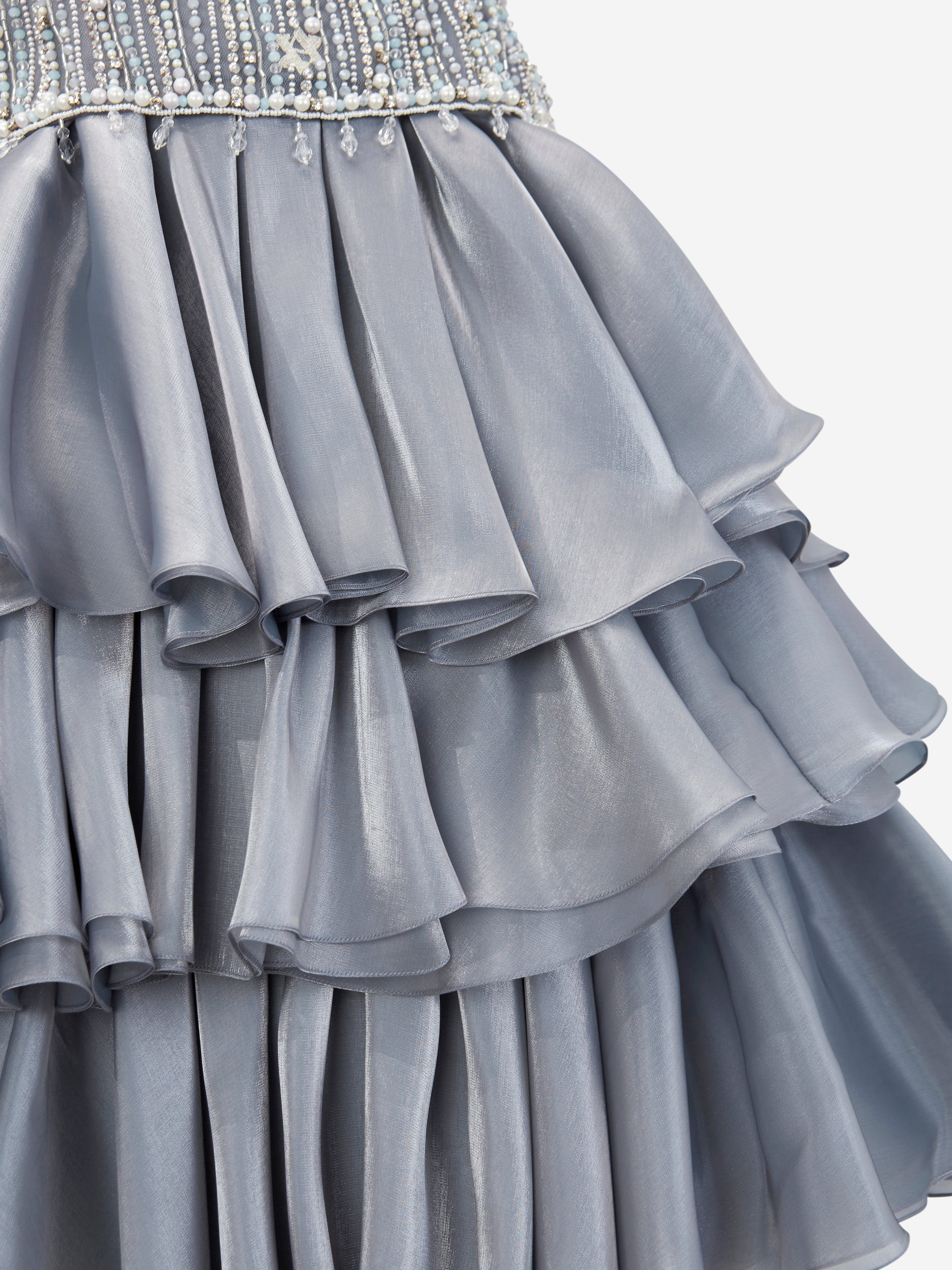 Maison Ava Girls Lumi Icy Occasion Dress in Grey