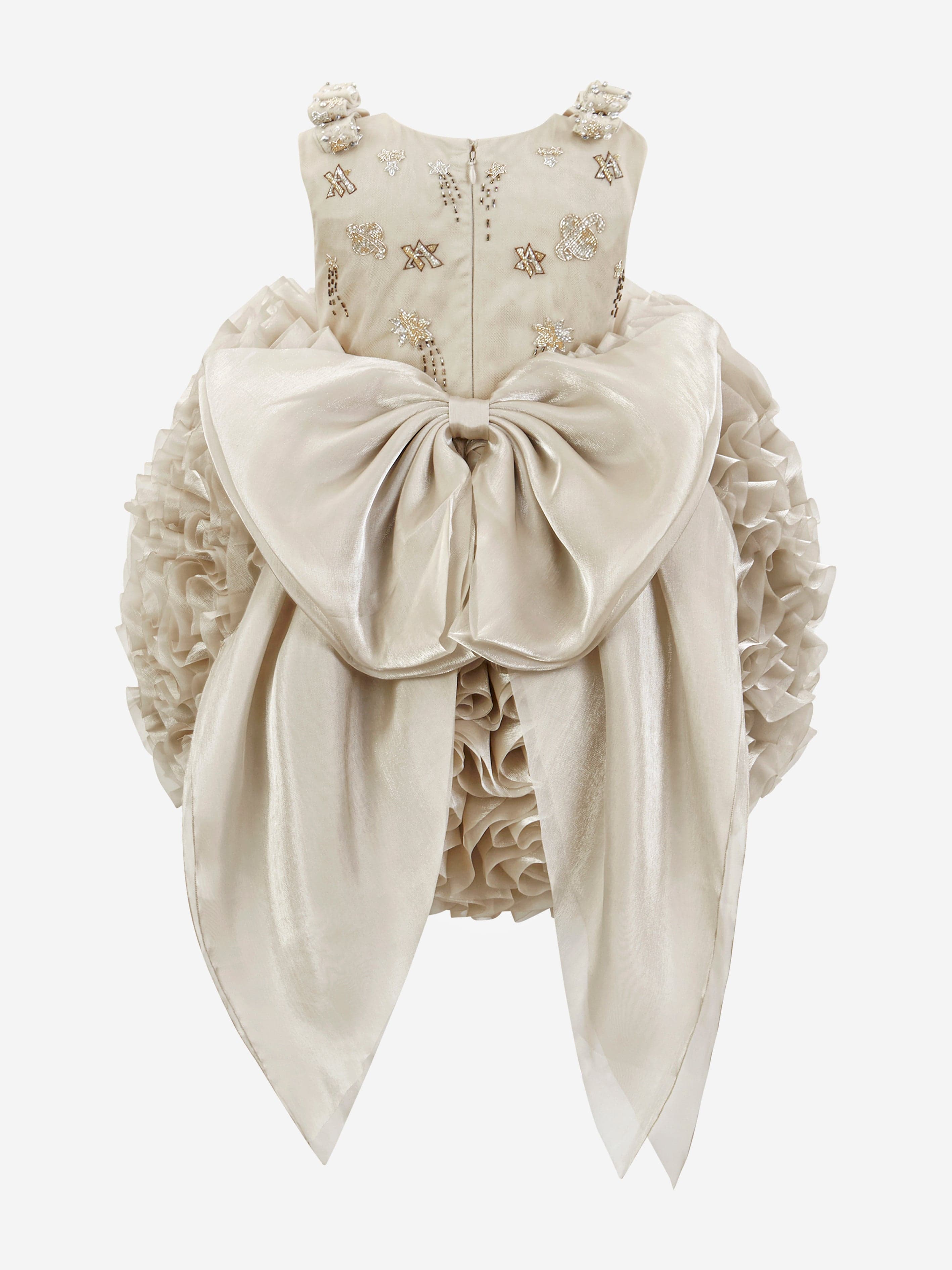 Maison Ava Girls Pomme Occasion Dress in Gold