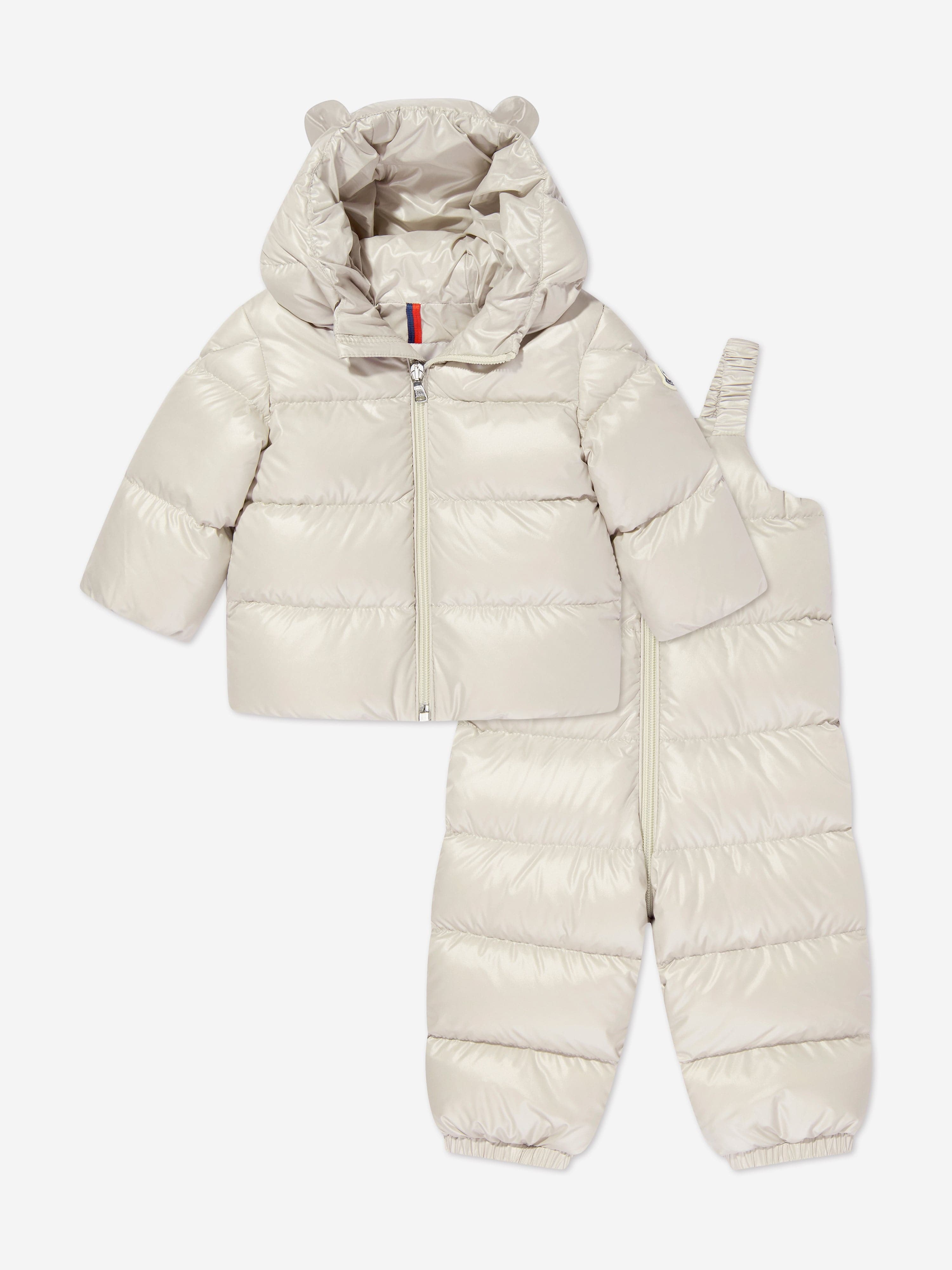 Moncler Enfant Baby Down Padded Snowsuit in Beige