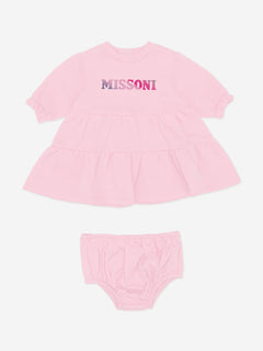 Missoni Baby Girls Jersey Dress With Knickers in Pink