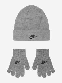 Nike Kids Club Beanie and Glove Set in Grey