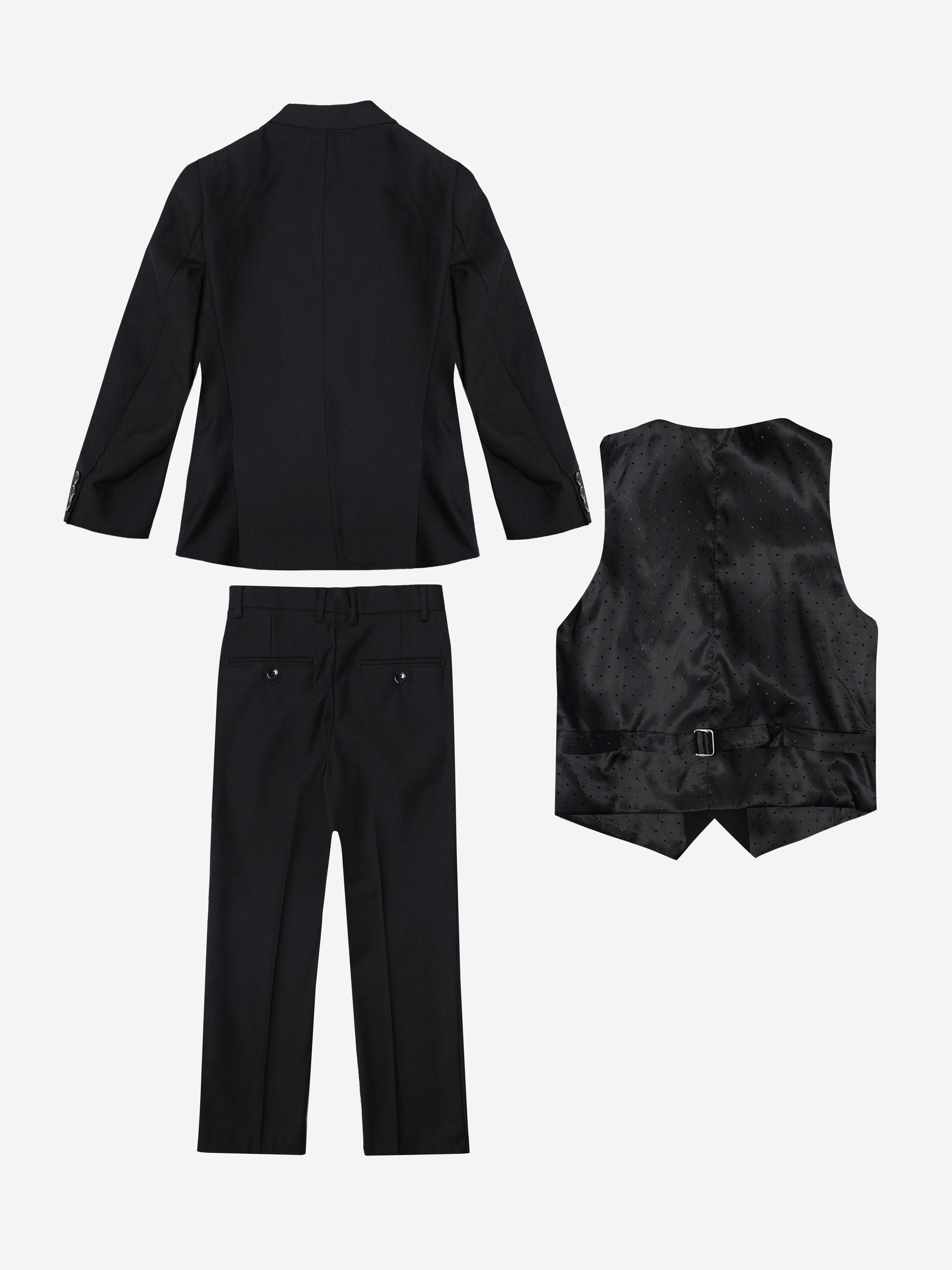 Romano Boys 3 Piece Suit in Black