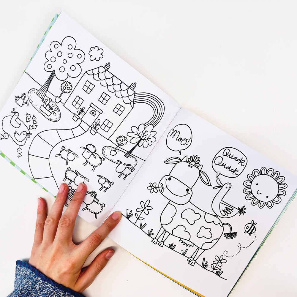 Rachel Ellen - On The Farm Sticker Scene Coloring and Activity Book