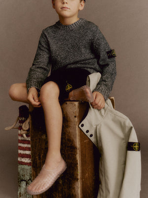 Stone Island Boy Hooded Bomber Jacket in Grey