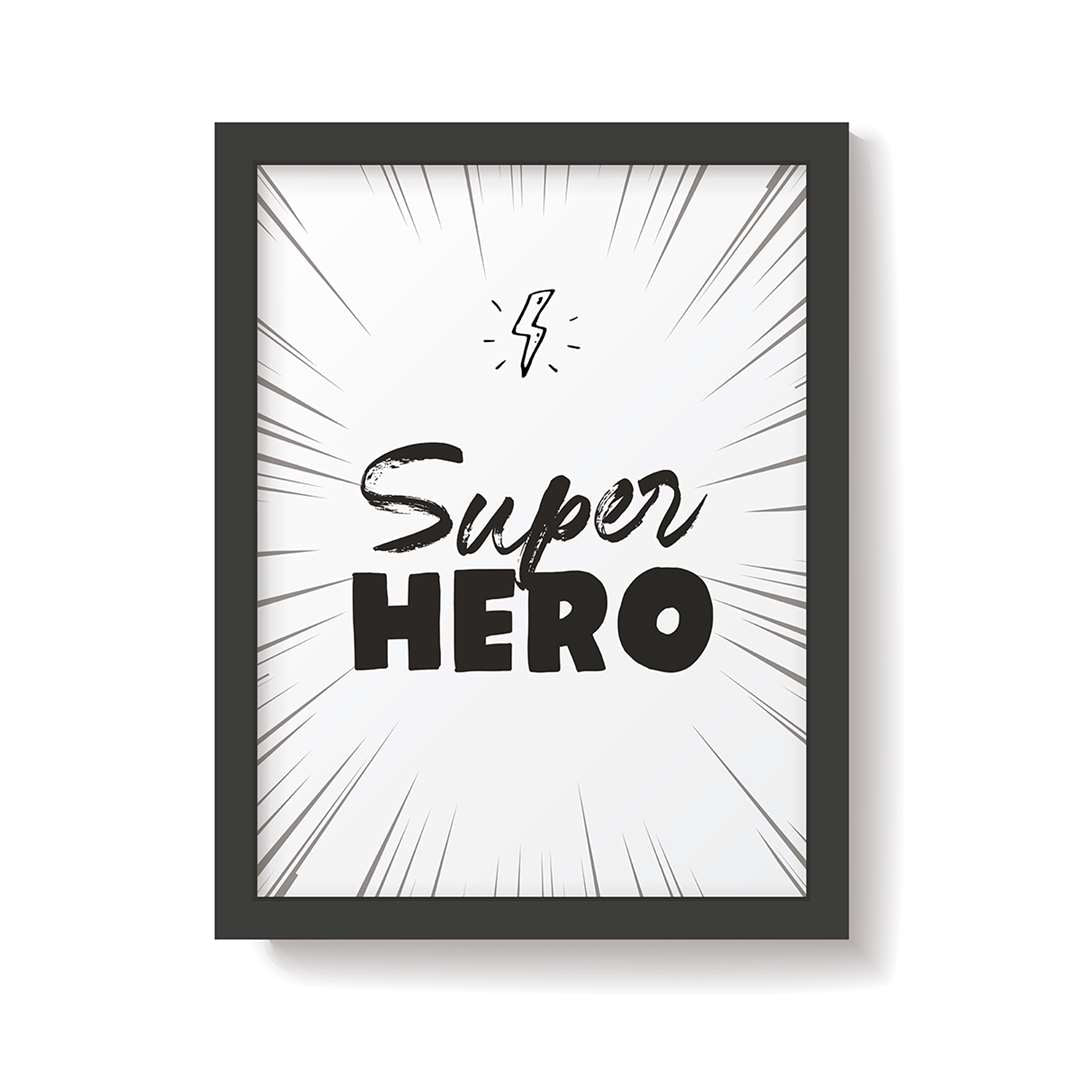 Snuz Superhero Nursery Print - Monochrome-Prints- | Natural Baby Shower