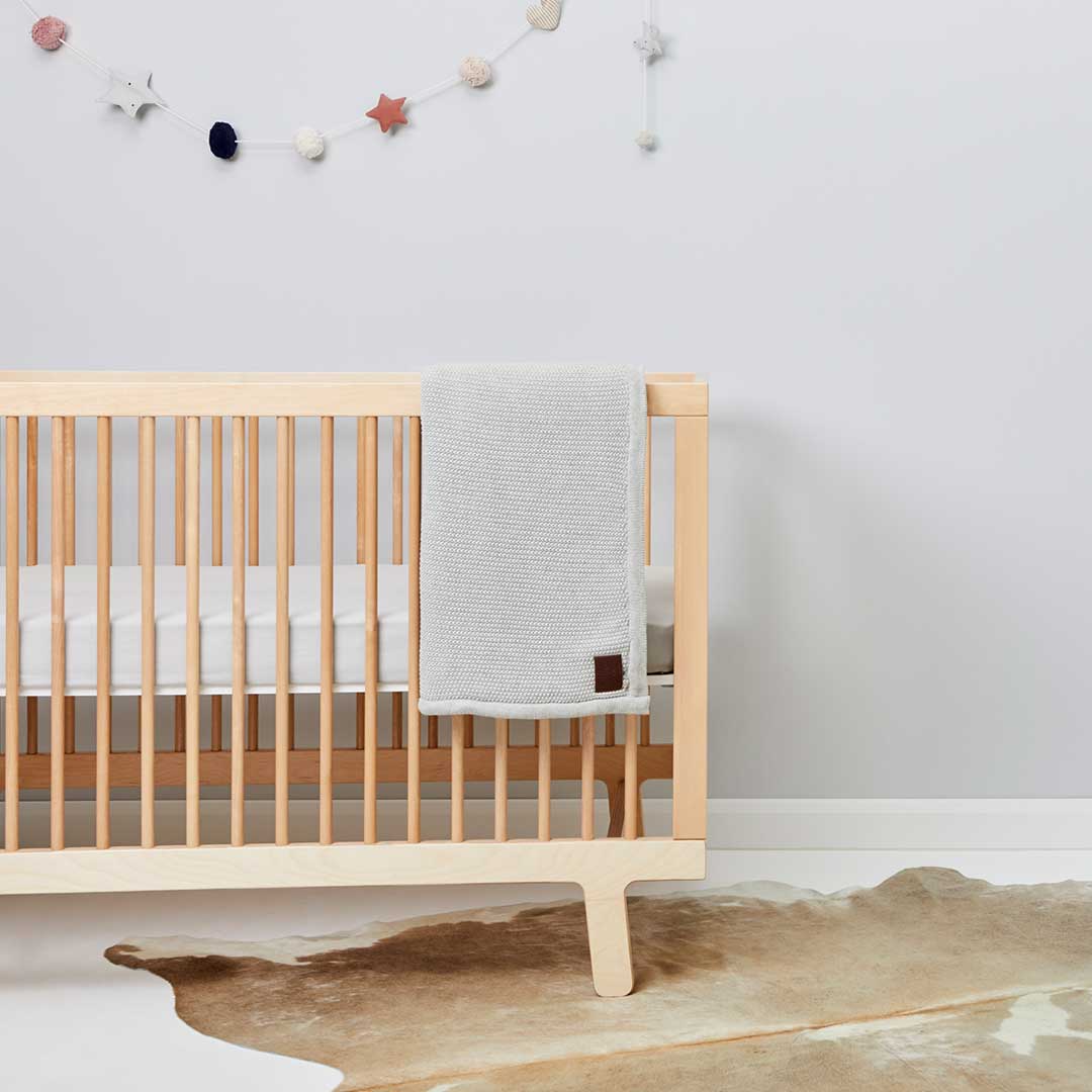 The Little Green Sheep Organic Knitted Fleece Baby Blanket - Dove-Blankets- | Natural Baby Shower