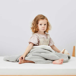 The Little Green Sheep Organic Knitted Fleece Baby Blanket - Dove-Blankets- | Natural Baby Shower