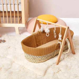 The Little Green Sheep Organic Knitted Moses Basket Bundle - Honey-Moses Baskets- | Natural Baby Shower