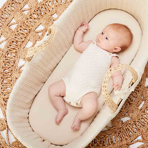 The Little Green Sheep Organic Knitted Moses Basket Bundle - Linen-Moses Baskets- | Natural Baby Shower