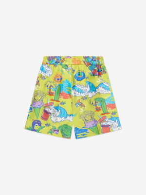 Versace Boys Silk Bermuda Shorts in Yellow