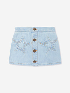 Versace Girls Star Denim Skirt in Blue