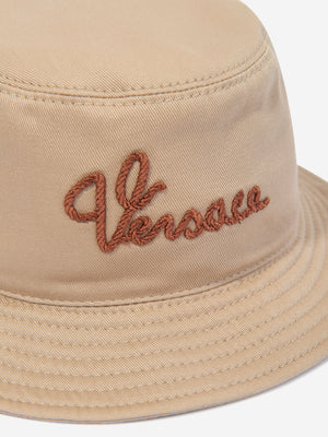 Versace Kids Logo Bucket Hat in Beige