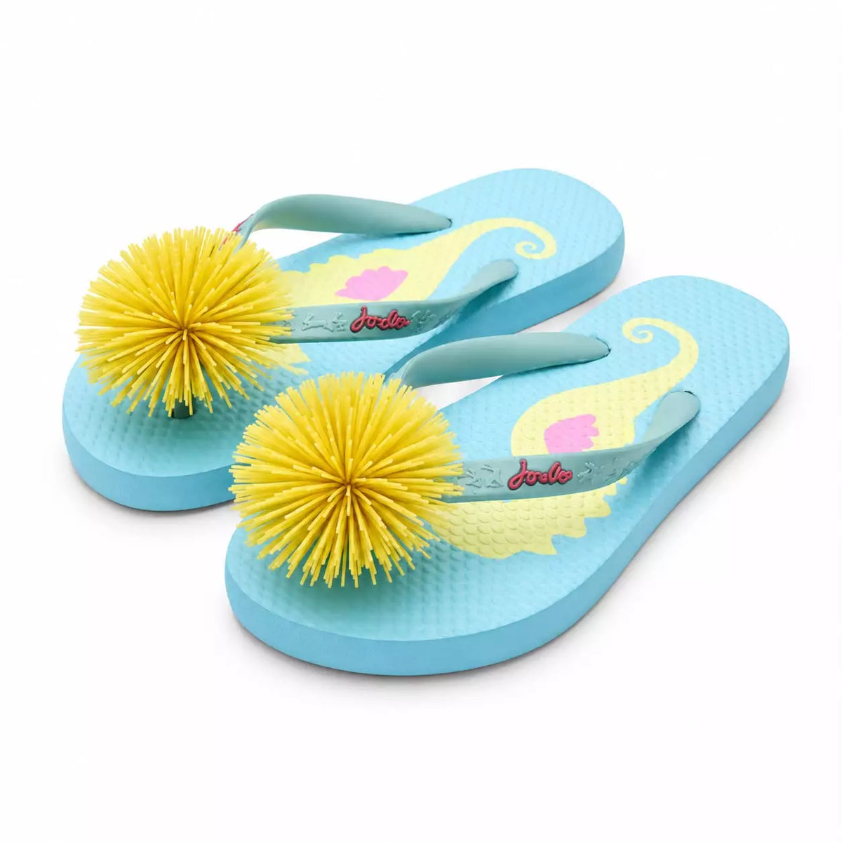 Joules - Girls' Yellow Pompon Beach Slippers (Display Item)