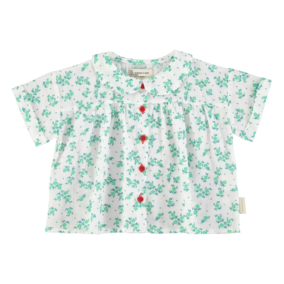 Piupiuchick - Organic Cotton Flower Pattern Shirt | White