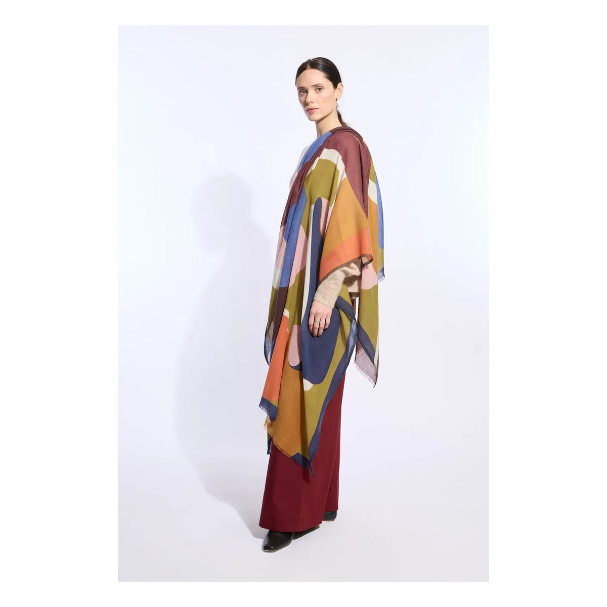 Mapoésie - Wool Ribbon Shawl | Khaki