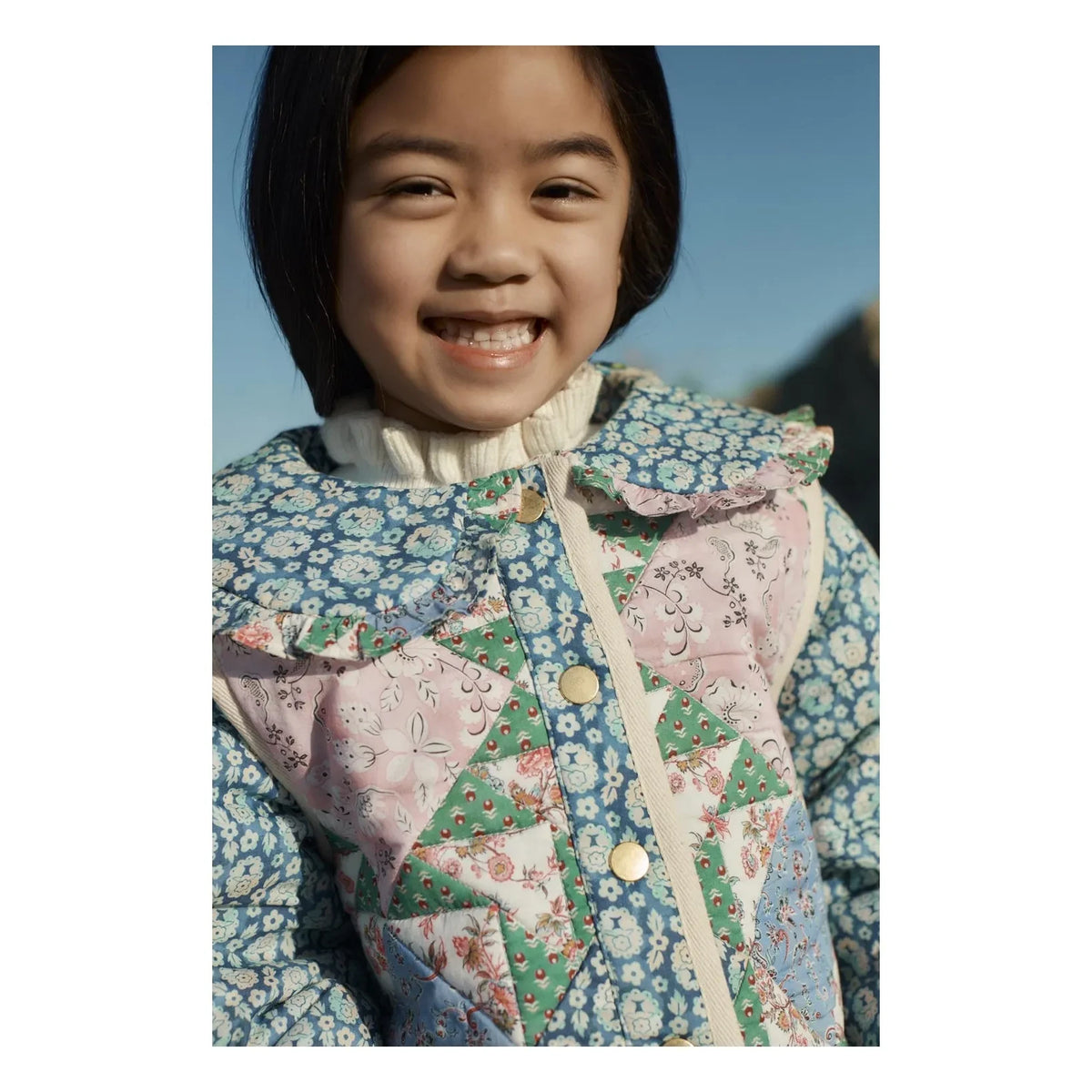 Louise Misha - Agara Patchwork Organic Cotton Jacket | Blue