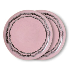 HKliving - Bubble-patterned ceramic dessert plates - Set of 2 | Pink