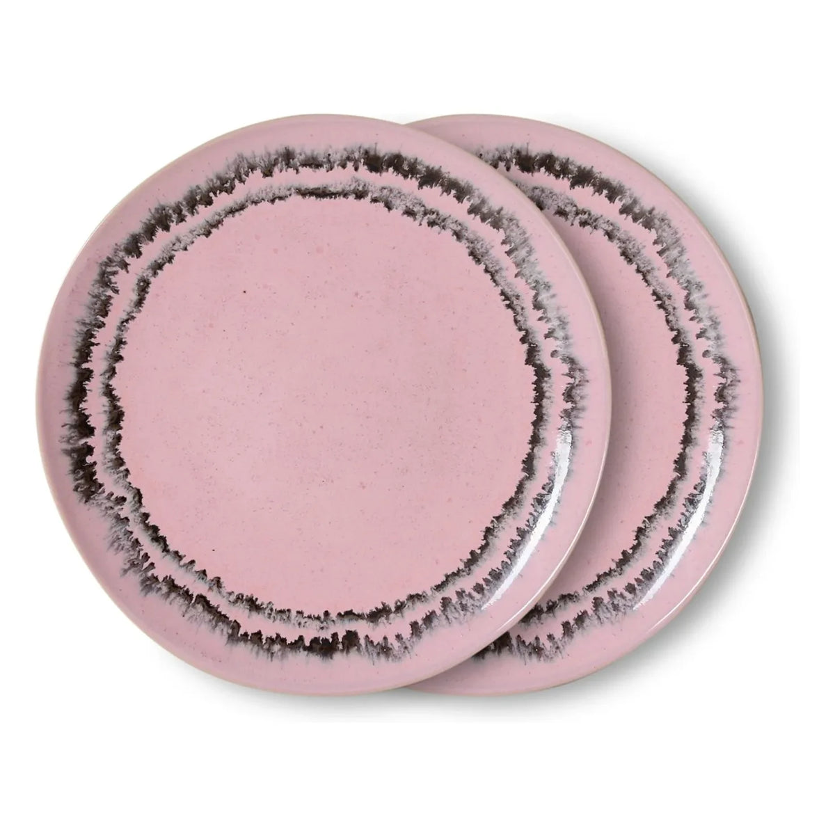 HKliving - Bubble-patterned ceramic dessert plates - Set of 2 | Pink