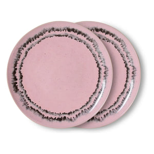 HKliving - Bubble-patterned ceramic dessert plates - Set of 2 | Pink