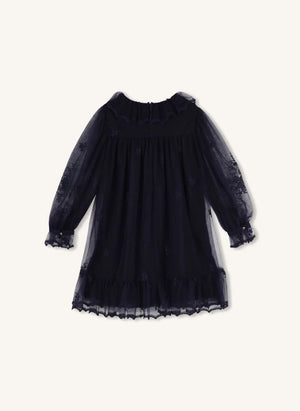 Chloé - Tulle Embroidered Dress | Dark Blue