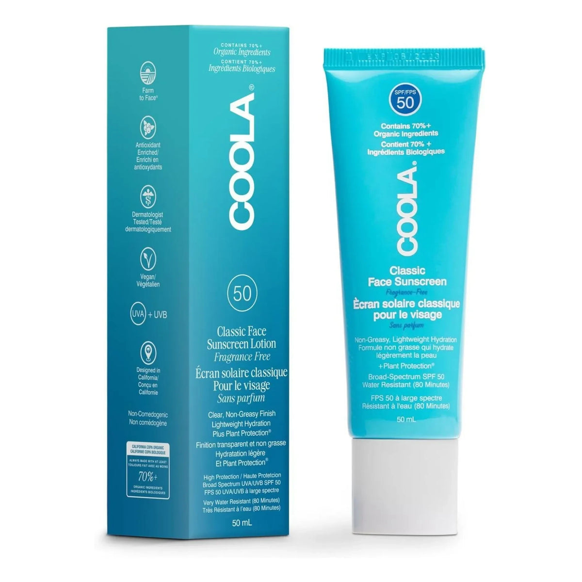 Coola - SPF50 Fragrance-Free Face Sunscreen - 50 ml