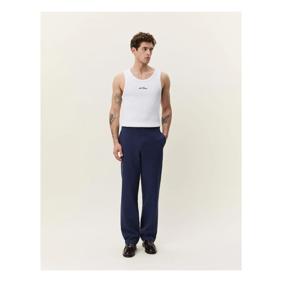 Les Deux - Seersucker Pants | Dark Blue